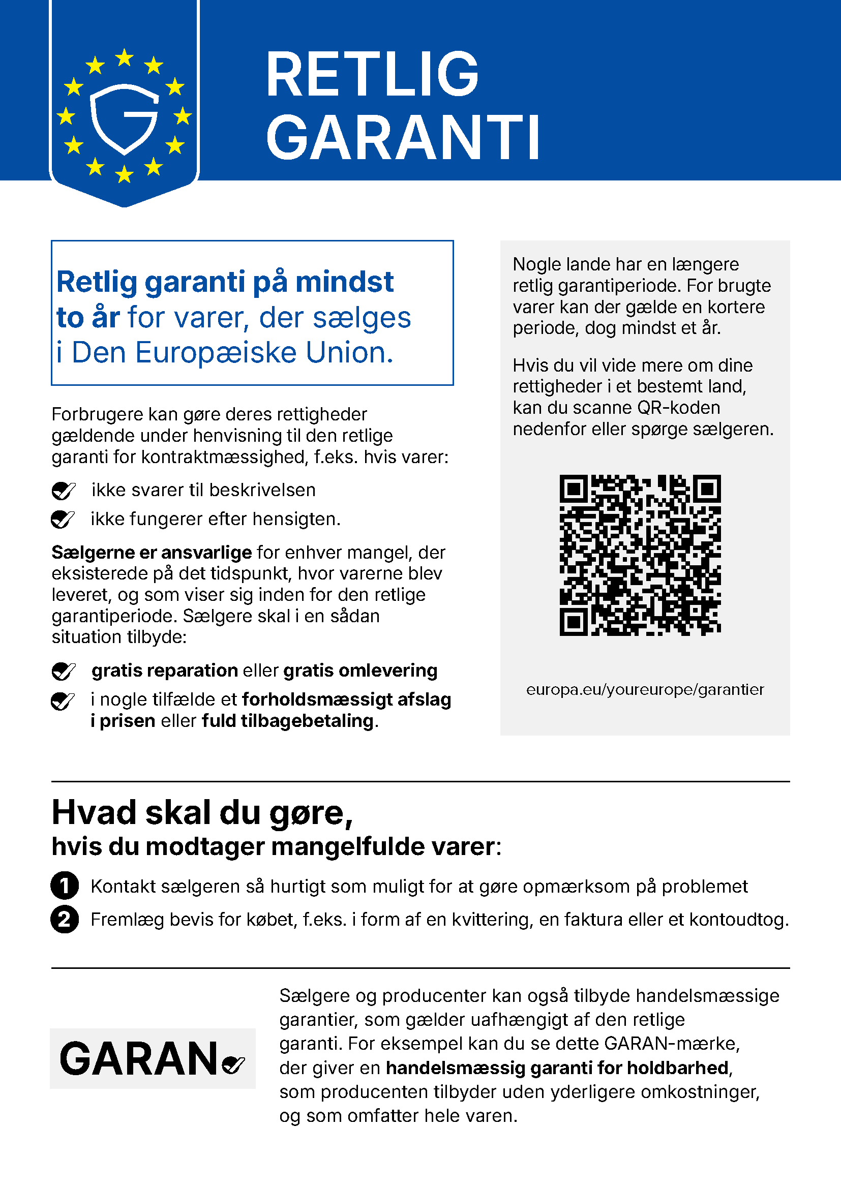 EU-information om dine rettigheder ved mangler og reklamation