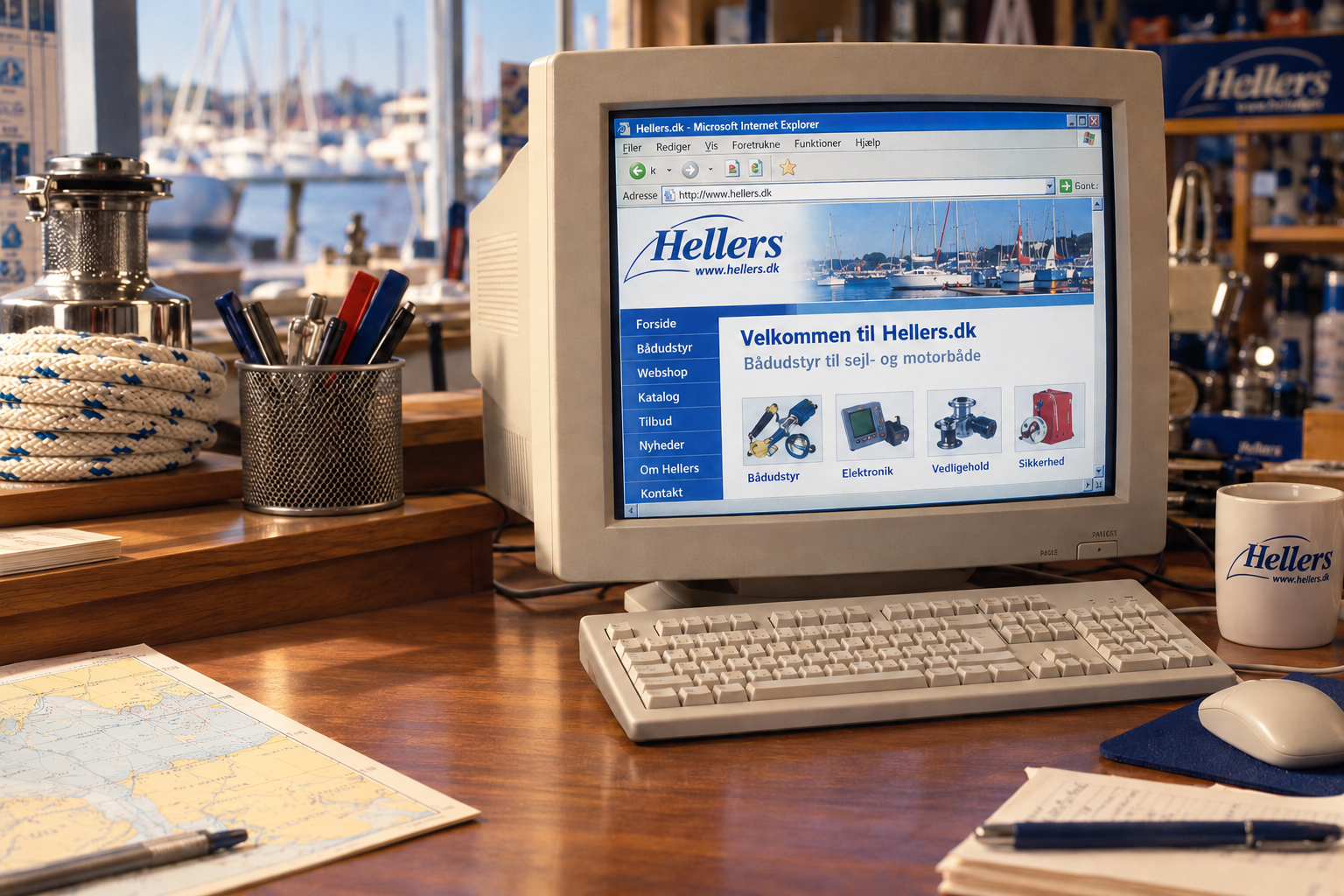 Illustration af Hellers webshop omkring &aring;r 2000