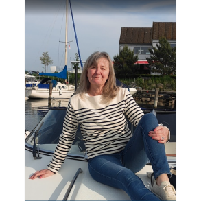 Stribet strik Dame Champagne