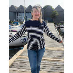 Stribet strik Dame Navy