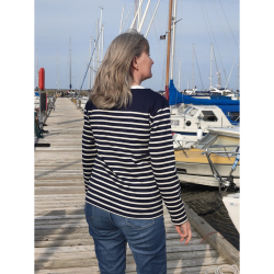 Stribet strik Dame Navy