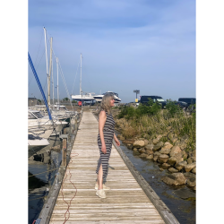 Stribet strik-kjole Navy Stribet strik-kjole Navy str. M