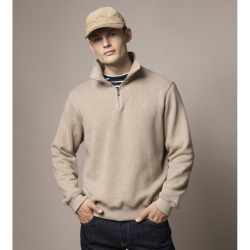 Cromwell herre half zip- Sand Melange 