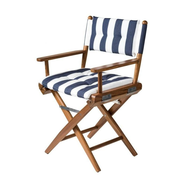 Dksstol Deluxe Navy/Hvid Polstret - Olieret Teak