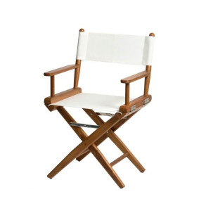 Dksstol hvid canvas - Olieret Teak