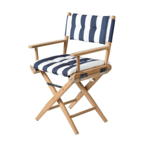 Dksstol Deluxe Navy/Hvid Polstret - Teak