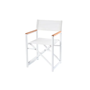 Director Armchair White Victor With Teak Armrest