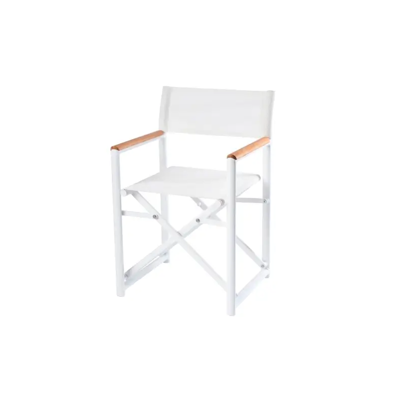 Director Armchair White Victor With Teak Armrest