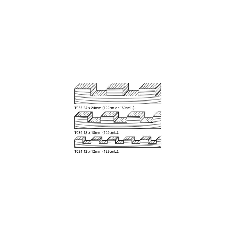 Teak tand profiler Grate Profile 18x18mm 122cm
