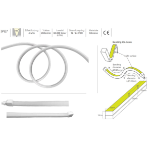 Casolux LINE - LED Fleksibel Silicone NEON Bnd - 10x10mm - IP67 - Lngde 10 meter
