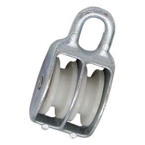Blok galvaniseret 2-skivet - Blok glv m/�je 2-sk. 15 mm nylon f/5 mm tov