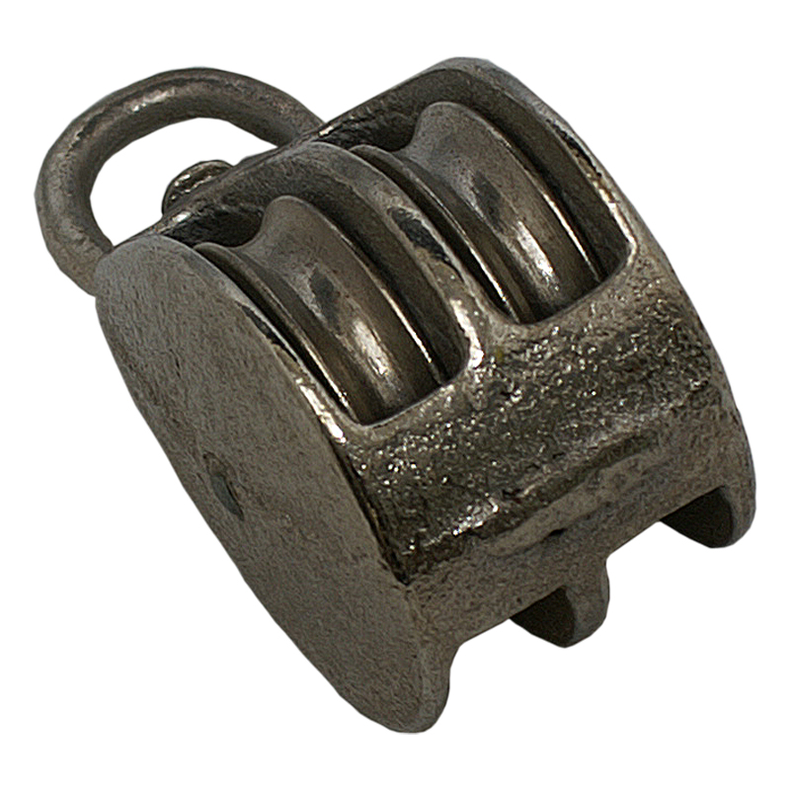 Blok 2-sk. forniklet m/svirvel�je - Blok Nikl M/�je 2-Sk 12mm Jern