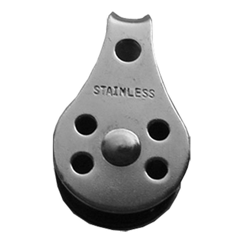 Blok rf 1-sk. m/fast �je & nylonskive - Blok rustfri 1-sk. 25 mm nylon f/6 mm tov H:44 x B:25 x D:13 mm