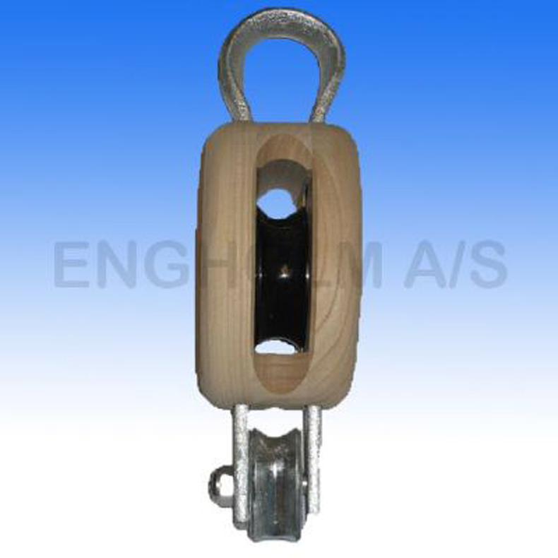 Tr�blok 1-sk. m/b�jle & hundsvot - Tr�blok Dk M/Bjl+hsv 1sk 115mm* 4�" For 14mm Tov