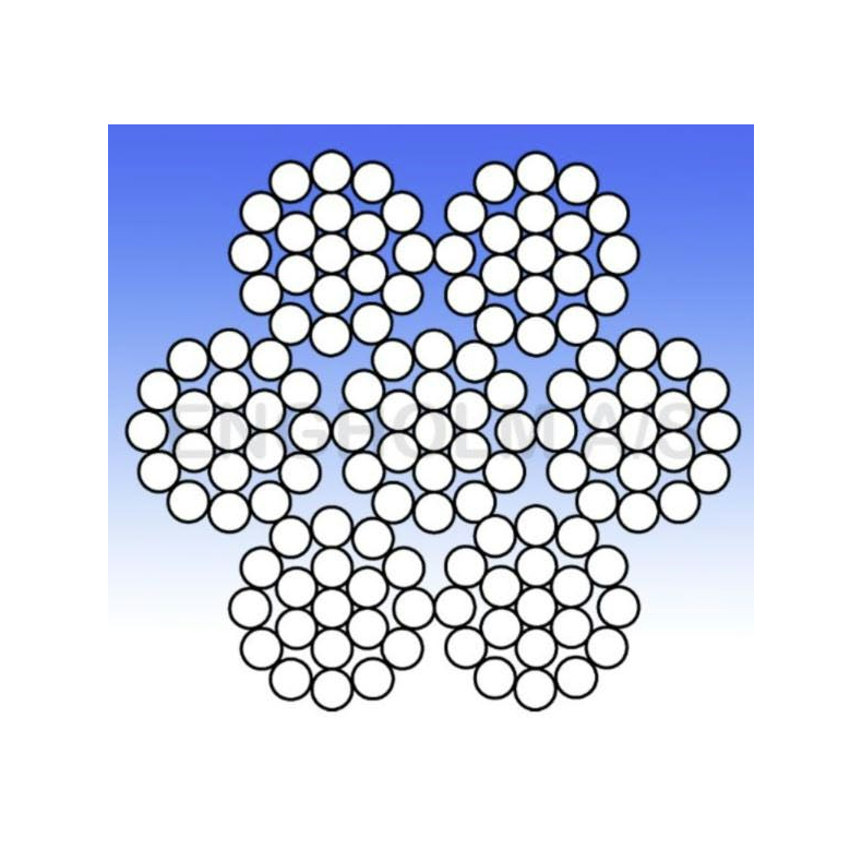 Wire galv 7x19 :6 mm Brud 2604 kg pris pr. M. (1000m. Pr. Rulle)