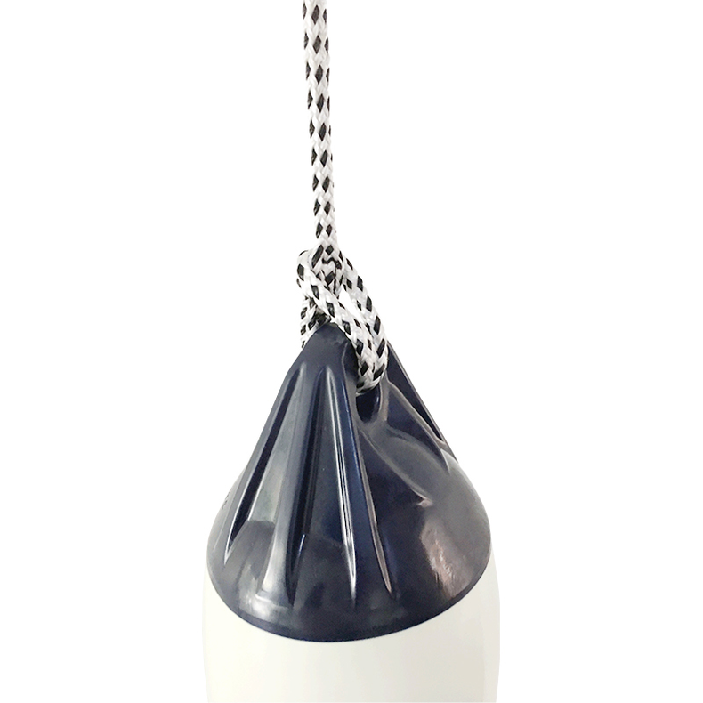 Flettede Fenderliner med �je (flade) Hvid/sort 12 mm 1,8 m - 2 stk.