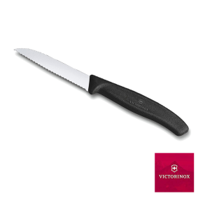 Victorinox Netkniv/Urtekniv med b�lgesk�r Sort