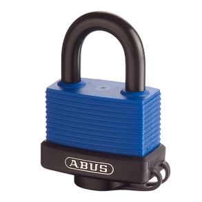 ABUS H�ngel�s 70IB Aqua Safe m/kort b�jle - ABUS 70IB Aqua Safe 45 mm m/kort b�jle i h�rdet st�l og coated krop