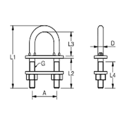 Blue Wave U-bolt - 10 x 150mm - Aisi 316
