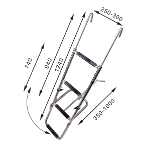 St�vnstiger, l�ngde-justerbare - St�vnstige rustfri m/4 trin (3+1) L:740 / 1240 mm