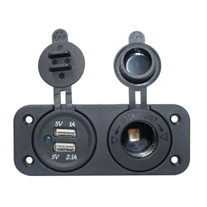 USB Stik dobbelt med cigart�nder for indbygning - USB-stik dobbelt med cigart�nder til indbygning L0603028