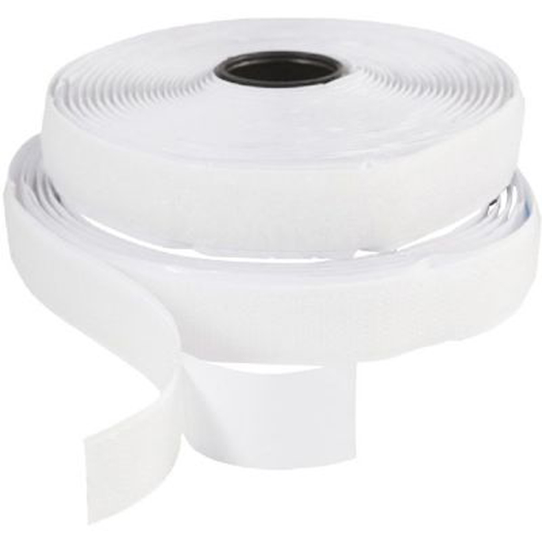 Velcrob�nd m/lim (hook & loop) Hvid 25 m 20 mm