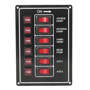 El-panel alu med 6 kontakter lodret 114 mm Max. 37 A 12 V