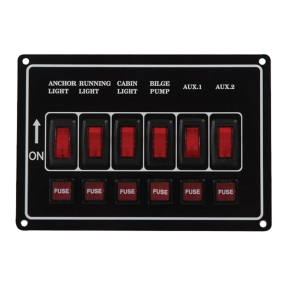 El-panel alu med 6 kontakter vandret 165 mm Max. 37 A 12 V