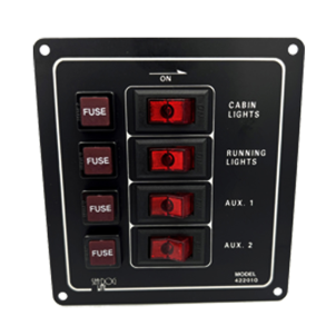 El-panel alu med 4 kontakter lodret 114 mm 12 V