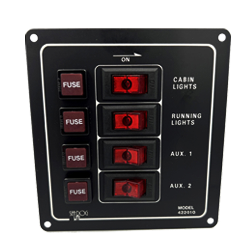 El-panel alu med 4 kontakter lodret 114 mm 12 V