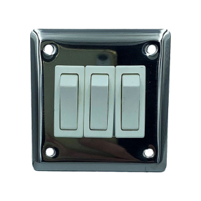 V�gkontakt rustfri med 3 afbrydere 64 mm 66 x 64 mm