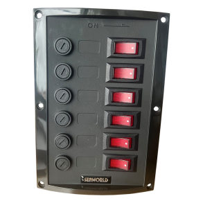El-panel med 6 udtag Sort 114 mm Max. 37 A