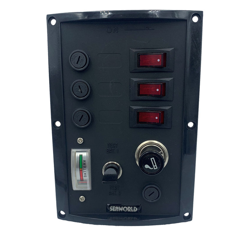 El-panel med 3 udtag & cigart�nderstik Sort 114 mm Max. 37 A