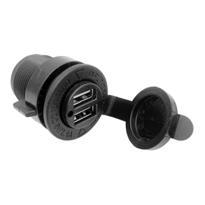 USB Ladestik dobbelt for indbygning - Dobbelt USB Ladestik 12V for indbygning �:29mm