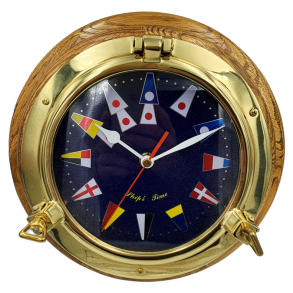Skibsur messing med flagmotiver 152 mm