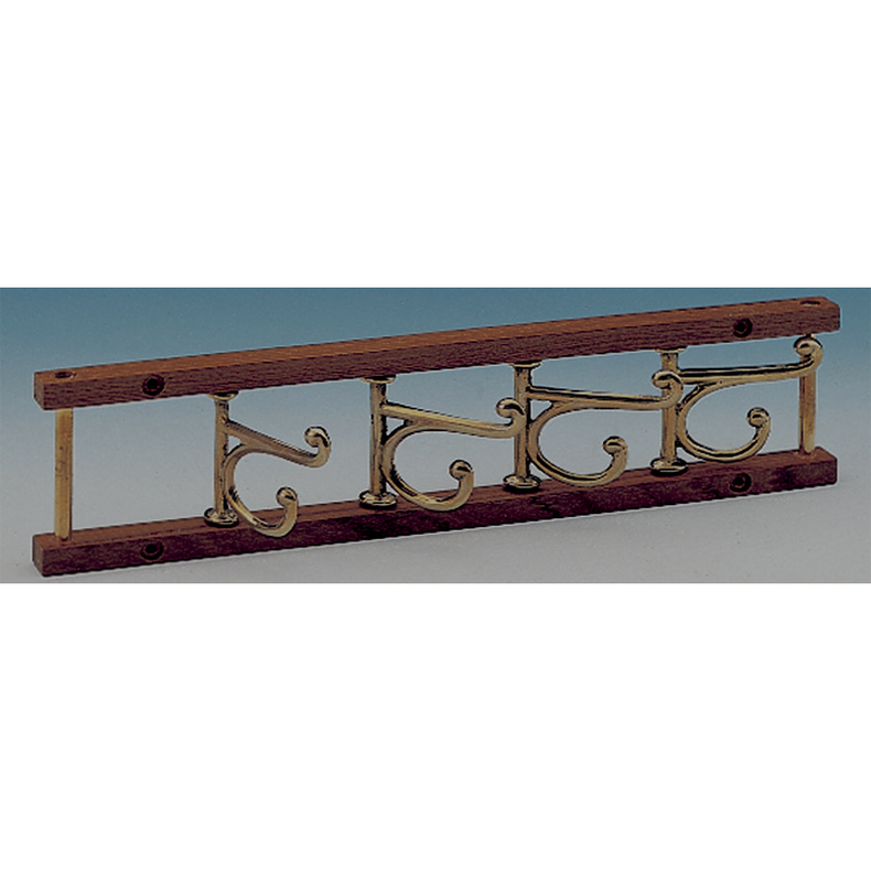 Knager�kke med teakbeslag og messingkroge 190 mm