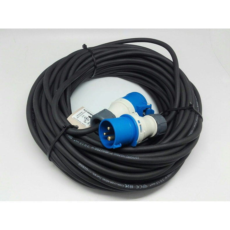 Landstr�mskabel Mtr Cee Han-Hun  Landstr�mskabel monteret m/CEE han- & CEE hunstik 25 m 3x1,5mm