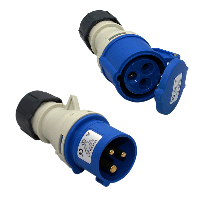 CEE Stik - IP44 - 230V CEE-stik m/klikl�s IP44 - CEE-stik "Hun" IP44 m/klikl�s 16A-6H 250V Kt. � .