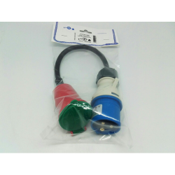 Adapterkabel CEE han - DK hun r�d - Adapterkabel 230V Landstr�m CEE Han / DK Hun r�d