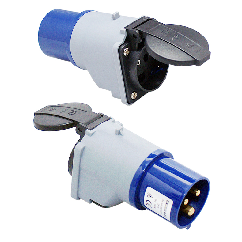 Adapterstik CEE han - DK hun IP44 - Adapterstik 230V Landstr�m CEE Han - DK Hun