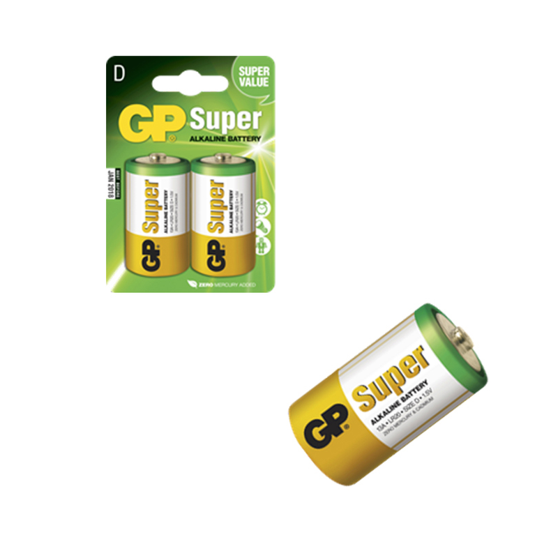 GP Batterier D - GP Super Alkaline 2-pak LR 20 - D 1,5V 30x60,3mm