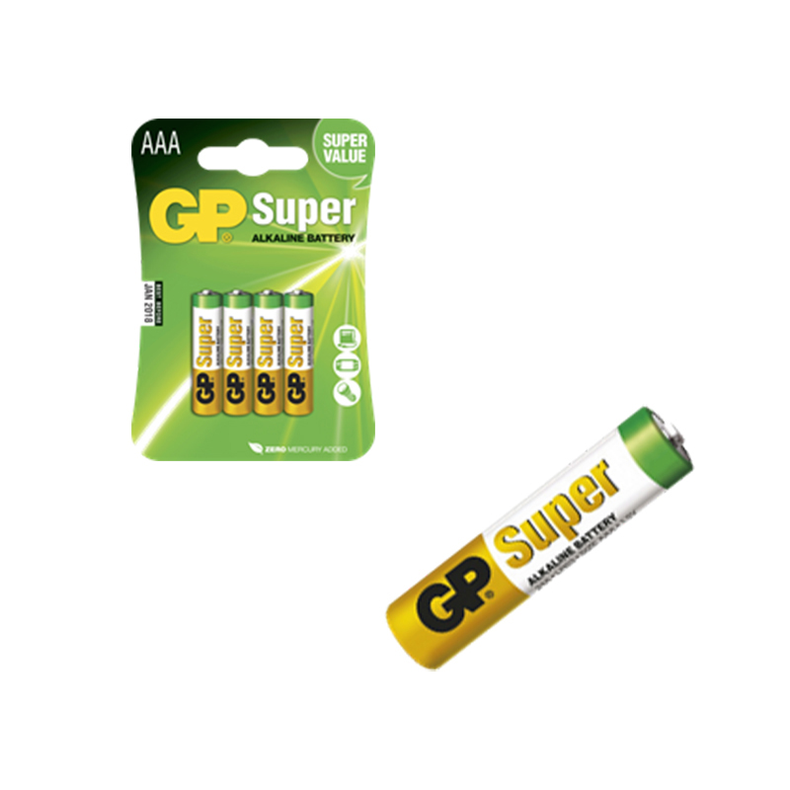 GP Batterier AAA - GP Super Alkaline 4-pak LR 3 - AAA - 1,5V 10,5x44,5mm - pak � 10 pakker