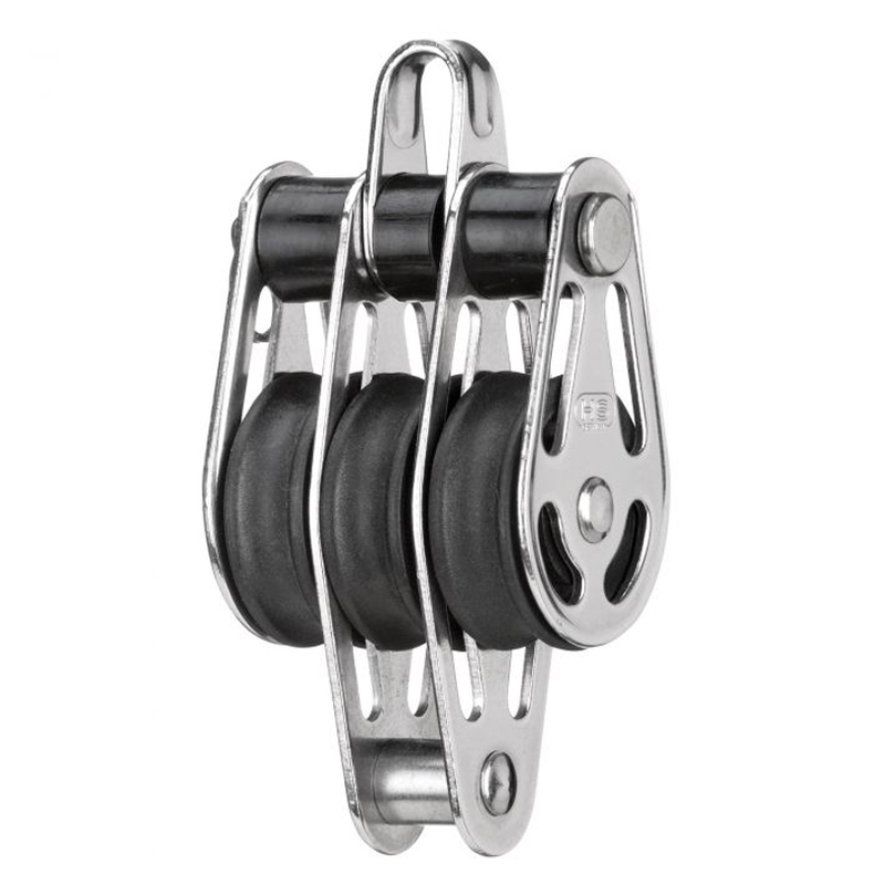 Blok rustfri 3-sk. m/b�jle & hundsvot - Blok Rf 3-Sk 10mm Aft B�jl Hsv hs Skive Fiber 35x11mm