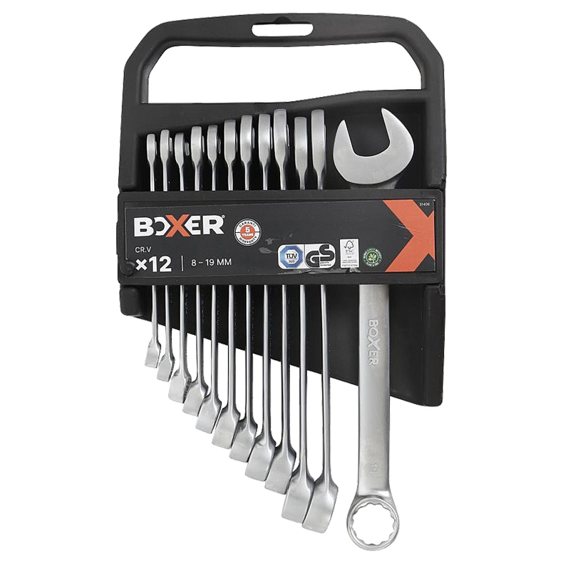 Ringgaffeln�gles�t - Ringgaffeln�gles�t 12 dele krom-vanadium St�rrelser: 8-9-10-11-12-13-14-15-16-17-18-19 mm