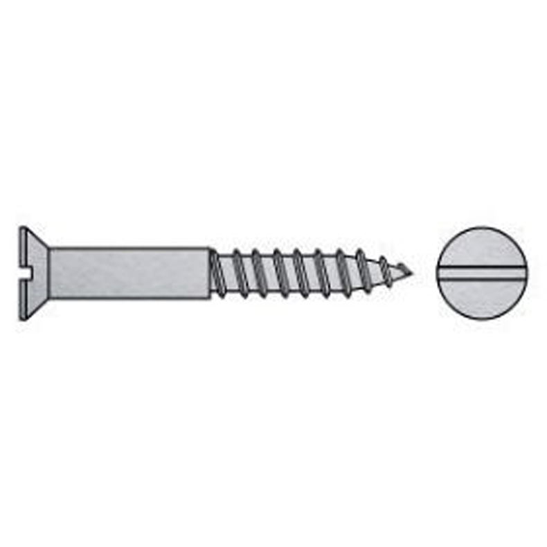 Tr�skrue rustfri m/lige k�rv (unders�nket) US-M3,5x25 mm - 6 stk.