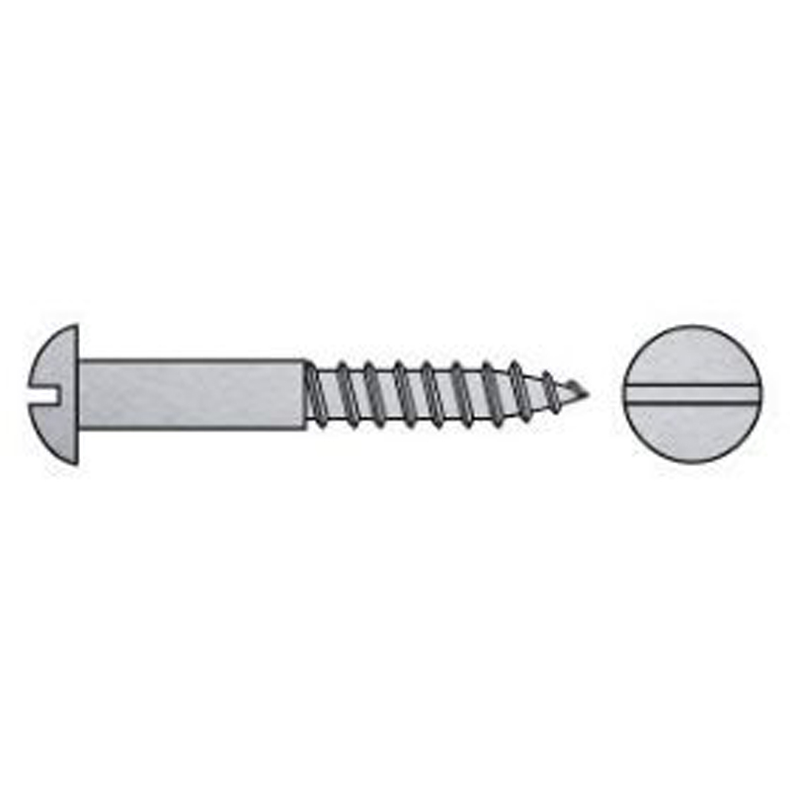 Tr�skrue rustfri m/lige k�rv (rundhoved) RH-M6x70 mm - 3 stk.
