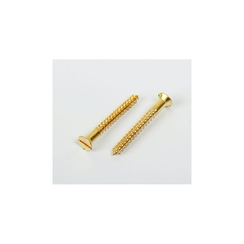 Tr�skrue messing m/lige k�rv (unders�nket) M3,5x20 mm - 6 stk.