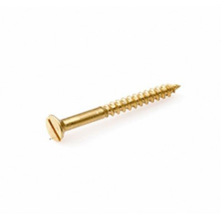 Tr�skrue messing m/lige k�rv (unders�nket) M4x25 mm - 6 stk.