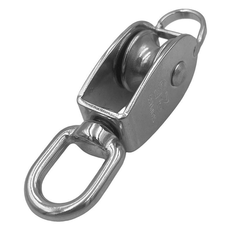 Blok rustfri 1-sk. m/svirvel�je & hundsvot - Blok rf m/�je+hundsvot 1-sk. 25 mm f/10 mm .