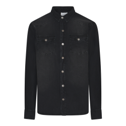 Shirt LS Ponte - 830 Black stone wash - Str. 7XL